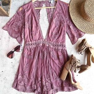 Pink lace romper BNWT